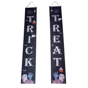 Halloween Porch Sign Trick or Treat Vertical Banners - RIP Tombstones